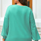Sea Green Drop Shoulder V Neck Pullover Top and Drawstring Short Plus Size Set