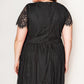 Black Eyelash Lace Short Sleeve Curvy Maxi Dress