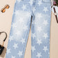 Beau Blue High Waist Star Pattern Plus Size Jeans