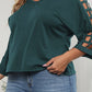 Plus Size Cutout Three-Quarter Sleeve Blouse