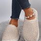 Pale Khaki Two-tone Knitted Warm Homewear Slippers