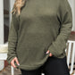 Moss Green Plus Size Textured Knit Long Sleeve Top