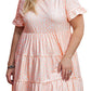 Pink Cheetah Print Tiered Ruffled Plus Size Dress