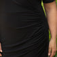 Black Wrap Ruched Short Sleeves Plus Size Mini Dress