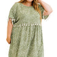 Green Plus size Leopard Tassel Dress