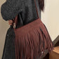 Suede Fringe Shoulder Bag