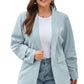 Sky Blue Plus Size Soft Lightweight Pocketed Lapel Blazer