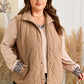 Camel Plus Size Quilted Cord Snap Button Vest Jacket