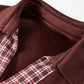 Coffee Contrast Plaid Trim Patchwork Collared Plus Size Shift Mini Dress