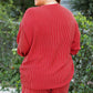 Racing Red MERRY Ribbed Knit Long Sleeve Lace-up Waist Plus Size Set