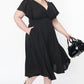 Black Plus Size Flutter Sleeve V Neck Midi Dress