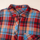 Red Plus Size Plaid Print Buttoned Shirt