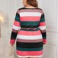 Honey Plus Size Striped V-Neck Long Sleeve Mini Dress