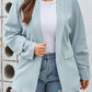 Sky Blue Plus Size Soft Lightweight Pocketed Lapel Blazer