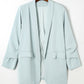 Sky Blue Plus Size Soft Lightweight Pocketed Lapel Blazer