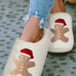 White Christmas Gingerbread Man Plush Home Slippers