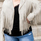 Plus Size Fringe Open Front Jacket