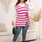 Plus Size Striped Colared Neck Tied Front Sweater Vest