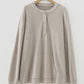 Simply Taupe Plus Size Ribbed Knit Kangaroo Pocket Henley Long Sleeve Top