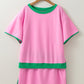 Bonbon Plus Size Contrast Trim T Shirt and Skirt Two Piece Set