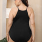 Plus Size Halter Neck Spaghetti Strap Bodysuit