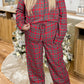 Red Plaid Printed Shirt and Pants Plus Size Lounge Set