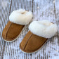 Camel Plush Suede Winter Home Slippers