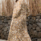 Khaki Abstract Plant Print Loose Plus Size Long Dress
