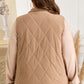 Camel Plus Size Quilted Cord Snap Button Vest Jacket