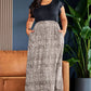 Black Plus Size Rib Leopard Short Sleeve Maxi Dress