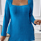 Plus Size Square Neck Long Sleeve Top