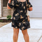 Black Plus Size Cheetah Print Puff Sleeve Ruffle Mini Dress