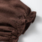 Coffee Plus Size Frilled Trim V Neck Puff Sleeve Textured Mini Dress