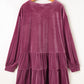 Meadow Mauve Plus Size Textured Velvet Tiered Buttons Tiered Dress