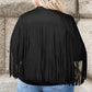 Plus Size Fringe Open Front Jacket