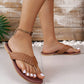 Chestnut Braided Strap PU Leather Flip Flop