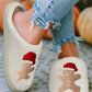 White Christmas Gingerbread Man Plush Home Slippers