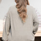 Simply Taupe Plus Size Ribbed Knit Kangaroo Pocket Henley Long Sleeve Top
