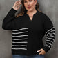 Plus Size Striped V-Neck Sweater