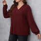 Honey Melo Apparel Plus Size V-Neck Dropped Shoulder Blouse