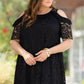 Black Cold Shoulder Lace Plus Size Dress