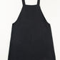 Black Solid Buttoned Straps Plus Size Overall Dress