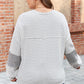 Beige Plus Size Dot Print Striped Patchwork Long Sleeve Henley Top