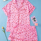 Pink Valentine Heart Shape Print Plus Size Sleepwear