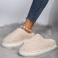 Pale Khaki Two-tone Knitted Warm Homewear Slippers