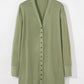 Green Plus Size Snap Buttons Front Knit Cardigan