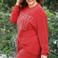 Racing Red MERRY Ribbed Knit Long Sleeve Lace-up Waist Plus Size Set