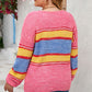 Plus Size Color Block Round Neck Long Sleeve Sweater