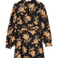 Black Plus Size Cut-out Neckline Long Sleeve Floral Dress