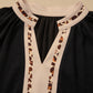 Black Contrast Color Block Leopard Trim Plus Size Ribbed Dress
